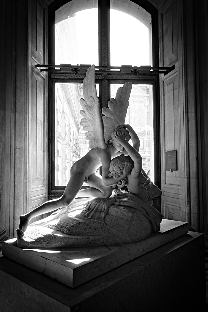 Two angels fighting (black & white)
