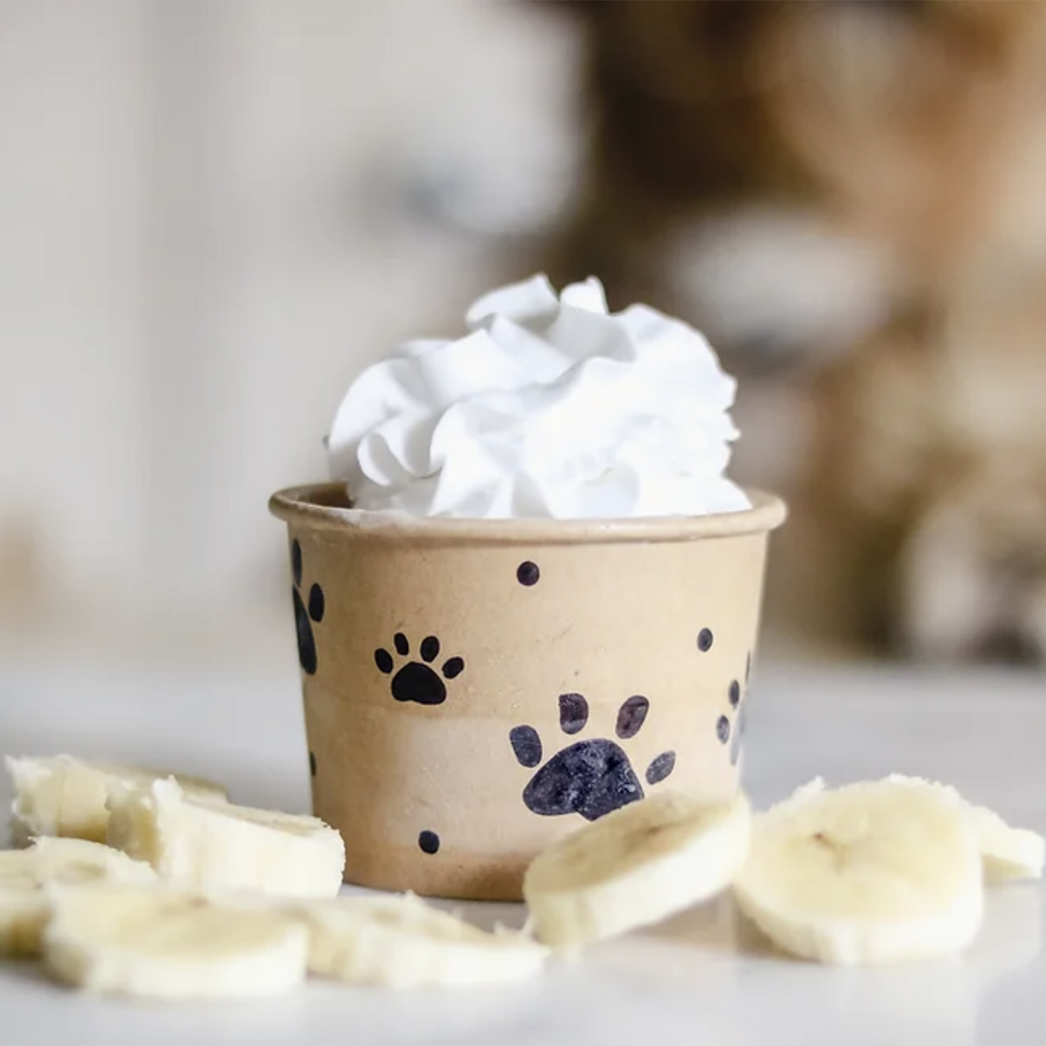 Cardboard cup full of cream