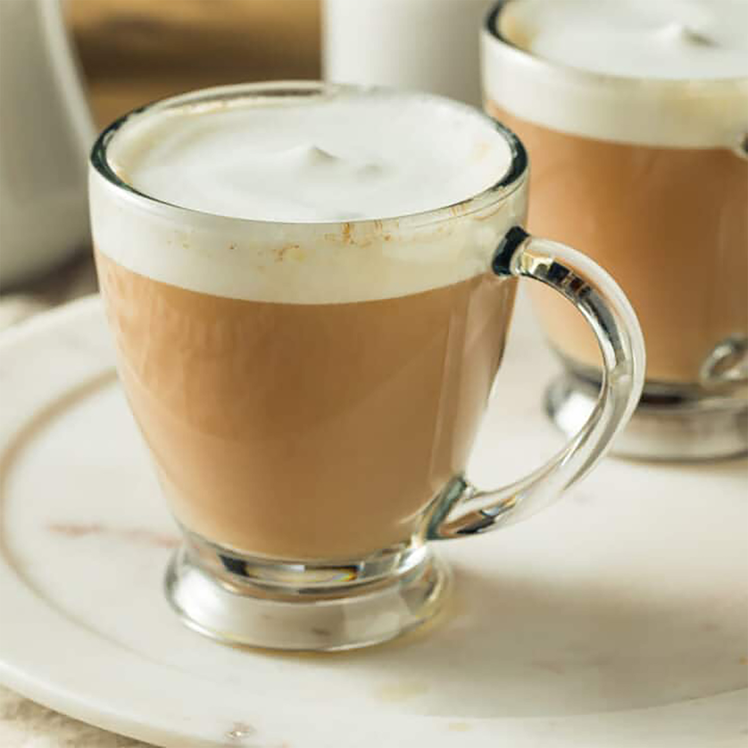 Closeup on a London Fog in a glass cup
