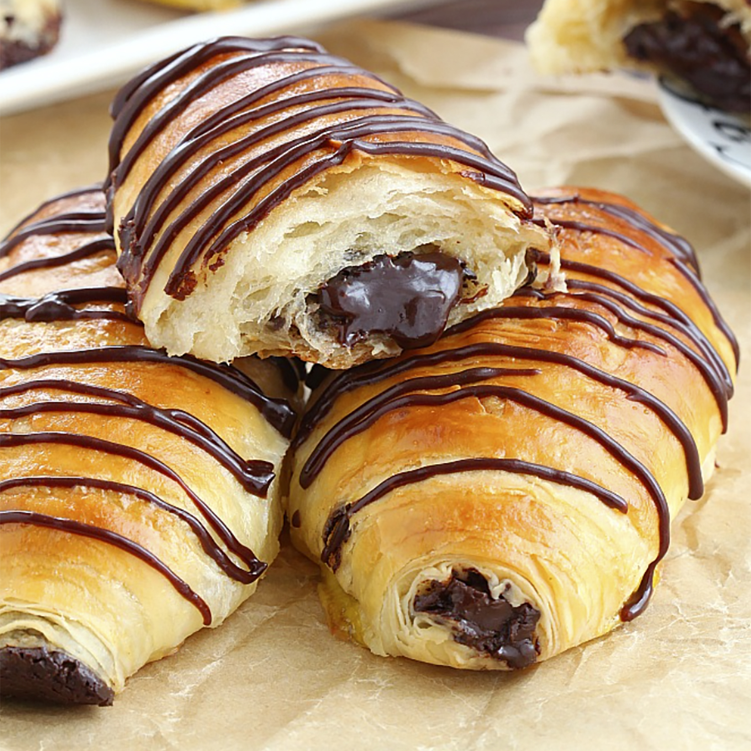 Closeup on a pain au chocolat